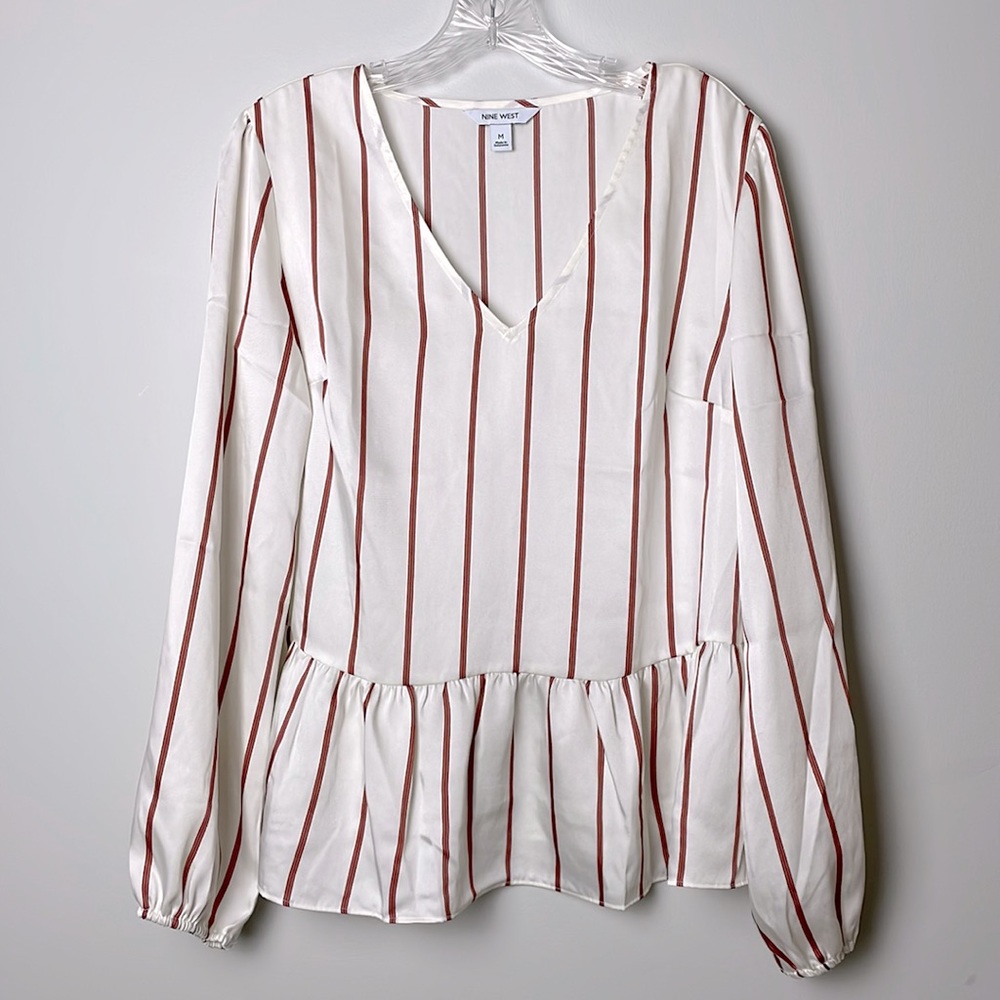 Nine West Striped Peplum Blouse